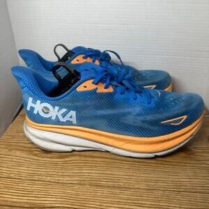 Hoka Clifton 9 Mens Running Shoes Blue Orange Size 12D Lightweight Cushion